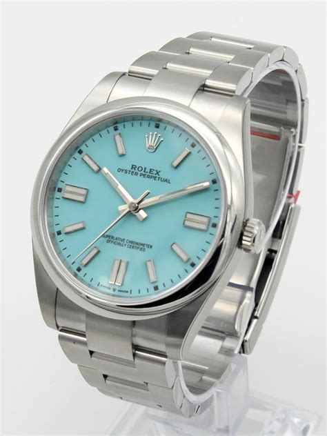 rolex oyster perpetual white or black dial|rolex turquoise dial 41mm.